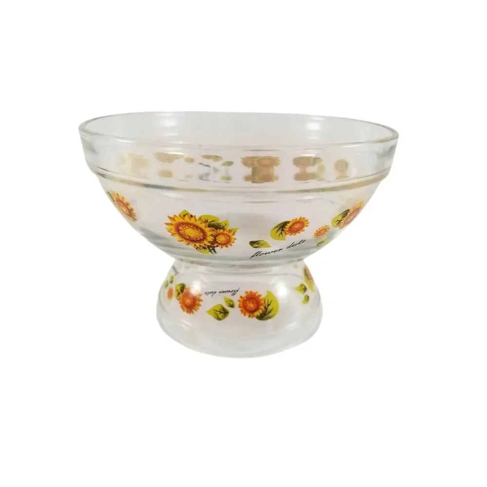 Sunflower Glass Bowl Set Imperial 2 Piece Cereal Fruit Prep Dip Granny Cottage